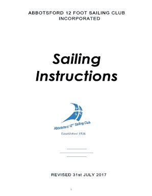 Fillable Online Sailing Instructions Abbotsford Sailing Club Fax