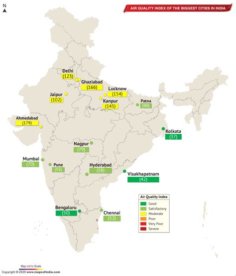 Map Showing Air Quality Index of The Important Cities in India as on May 15, 2020 – Live Blog ...