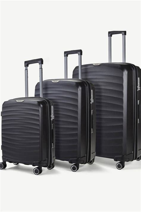 Sunwave 3 Pc Set 8 Wheel Hardshell Expandable Suitcases Boohoo Uk