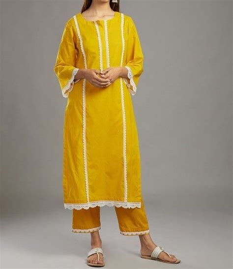 Latest Lace Design On Plain Suit Kurta Design With Lace Lace Design