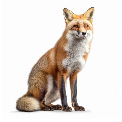 Hyperrealistic Colorized Illustration Of A Red Fox On White Background