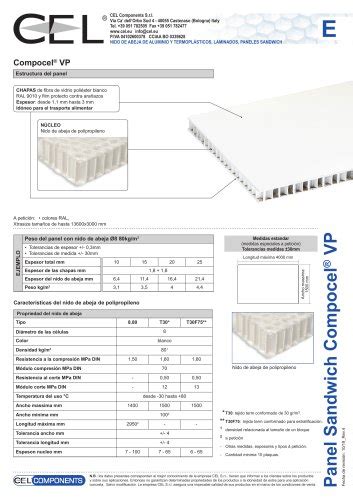 Panel Sandwich Compocel Al Cel Components S R L Cat Logo Pdf