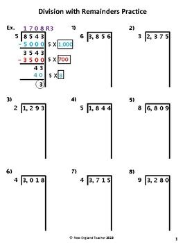 Partial Quotients Division Worksheets With Digit Dividends With