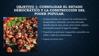 Objetivos Del Plan Nacional Del Buen Vivir Ppt