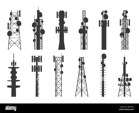 Radio Tower Silhouettes Transmission Cellular Towers Television