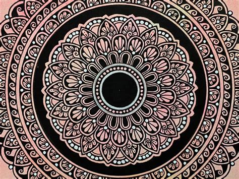 Black And White Mandala On Colorful Background Painting By Rashi