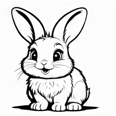 Un Dibujo En Blanco Y Negro De Un Conejo Con Un Fondo Blanco Vector