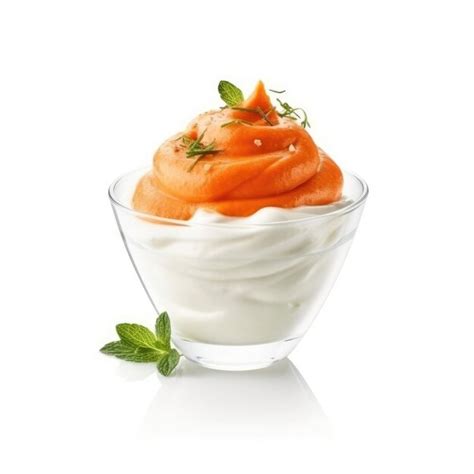 Yogur De Zanahoria Y Yogures Con Fondo Blanco Aislado Foto Premium