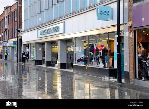 Marks And Spencer Shopping High Street Store Shop Window Pavement