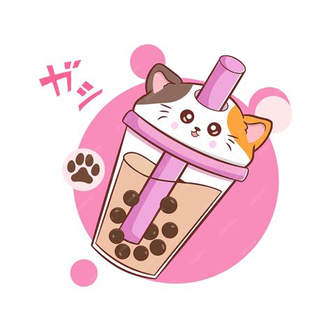 Premium Vector Vector Cute Cat Boba Cup Illustration Animal Nature