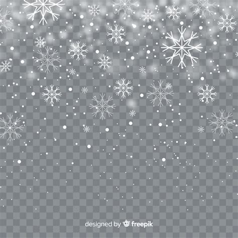 Realistic Falling Snowflakes In Transparent Background Free Vector