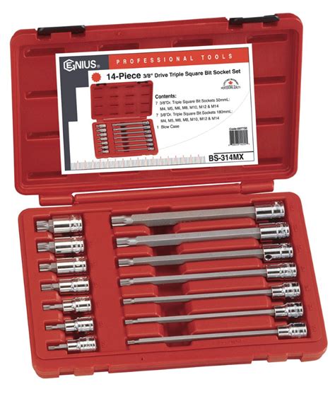 14 Piece 3 8 Dr Triple Square Bit Socket Set Genius