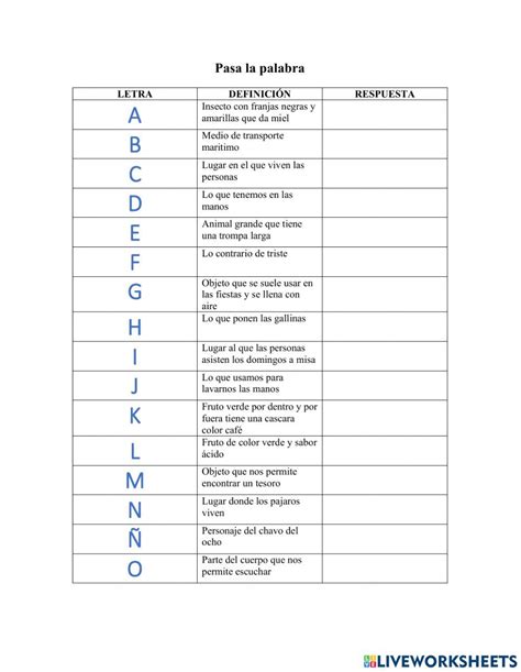 A Table With The Words In Spanish And English Including An Image Of A