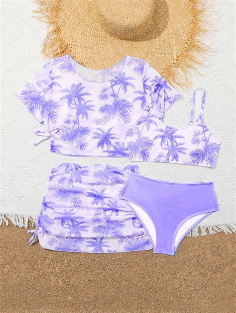 Ensemble de bikini pour préadolescentes imprimé aléatoire plage d