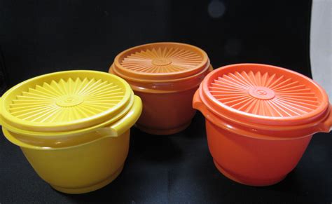 Set Of 3 Tupperware Servalier Bowls Set 886 Lids 812 Harvest Colors EBay