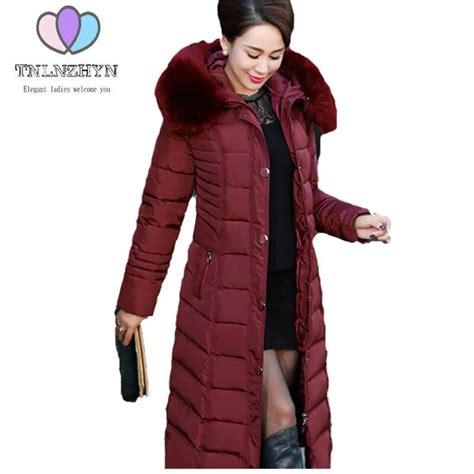 Plus Size Women Winter Coat Thicken Warm Hooded Fur Collar Down Cotton