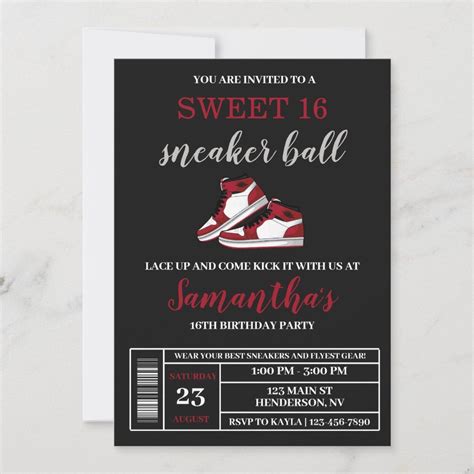 Sneaker Ball Invitations Sneaker Ball Sweet 16 I Invitation Zazzle