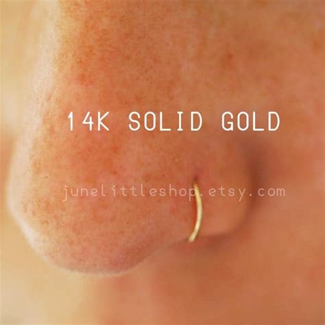 Solid Gold Nose Hoop Gauge K Solid Gold Etsy