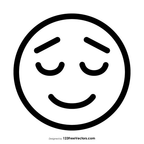 Relieved Face Emoji Outline Vector Free Emoji Coloring Pages Emoji