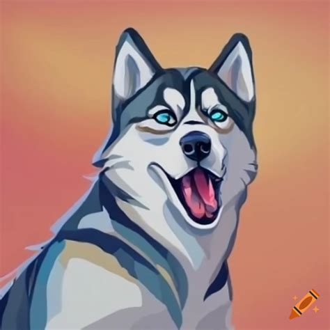 Cartoon Drawing Of A Howling Siberian Husky On Craiyon