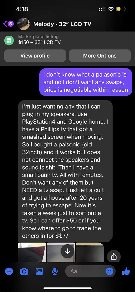 Trying to sell a TV on marketplace : r/insanepeoplefacebook