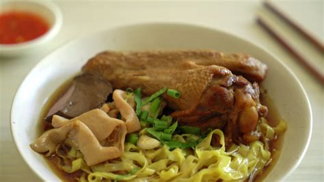 Egg Noodles With Stewed And Braised Duck In Brown Soup Asian Food