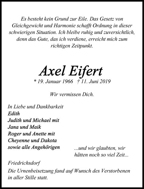 Traueranzeigen Von Axel Eifert Trauer Rheinmain De