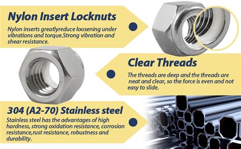 Vifmy Pack Inch Lock Nuts A Stainless Steel Nylon