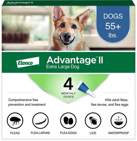 Advantage Ii Flea Spot Treatment For Dogs Over 55 Lbs 4 Doses 4 Mos