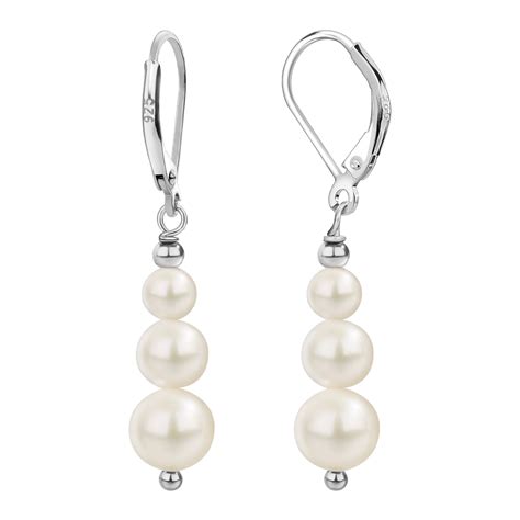 Freshwater Pearl Earrings Female Silver Leverback Pearl Drop Earrings ...