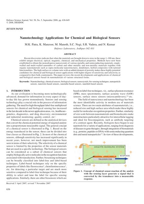 (PDF) Nanotechnology Applications for Chemical and Biological Sensors