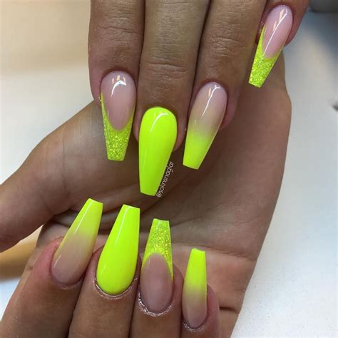 Neon Yellow Ombre Acrylic Nails - bmp-get