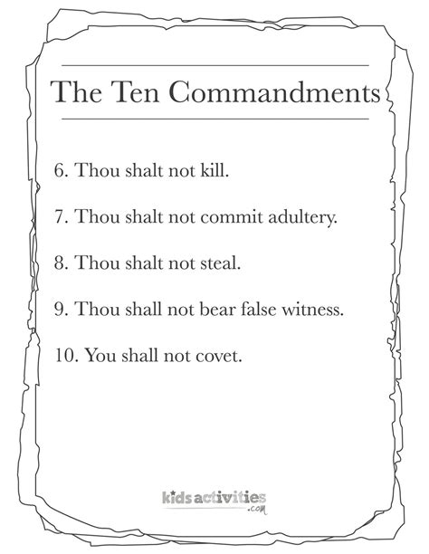 Ten Commandments Printable Kids Activities Blog