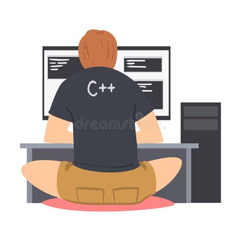 Programador Ou Programador Que Trabalha Em Frente à Ilustração Do Vetor