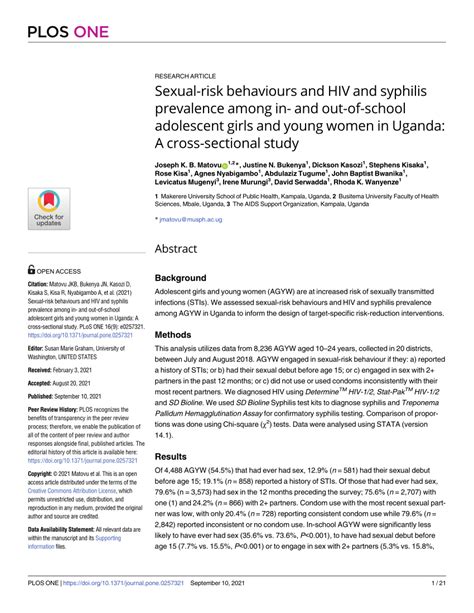 Pdf Sexual Risk Behaviours And Hiv And Syphilis Prevalence Among In