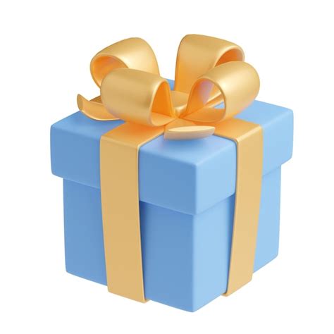 3d Render Blaue Geschenkbox Mit Goldbandpaket Kostenlose Foto