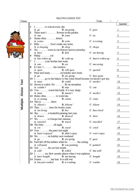 Multiple Choice Test English Esl Worksheets Pdf And Doc