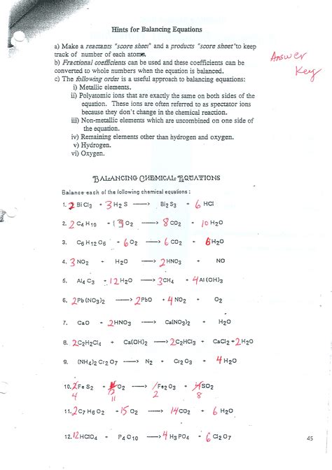 Balancing The Equation Practice