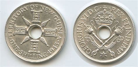 Britisch Neuguinea 1 Shilling Silber 1945 G12916 New Guinea King