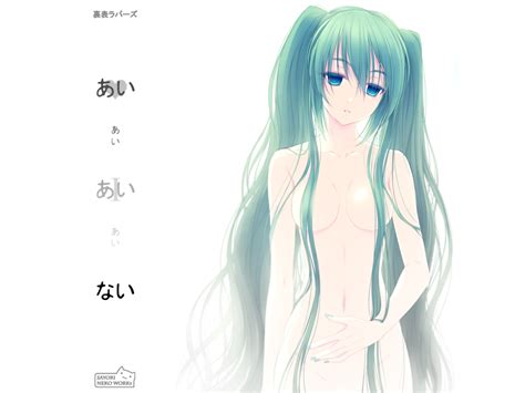 Green Eyes Green Hair Hatsune Miku Long Hair Nude Sayori Ura Omote Lovers Vocaloid Vocaloid