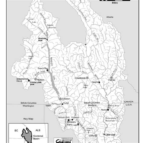 Map Of The Kootenai River Basin In British Columbia Montana And Idaho