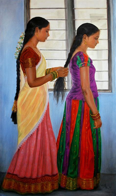 Tamil Sisters Painting By Vishalandra Dakur Pixels