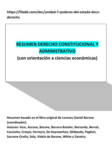 Resumen Derecho Filadd Doc Unidad 7 Poderes Del Estado Docx