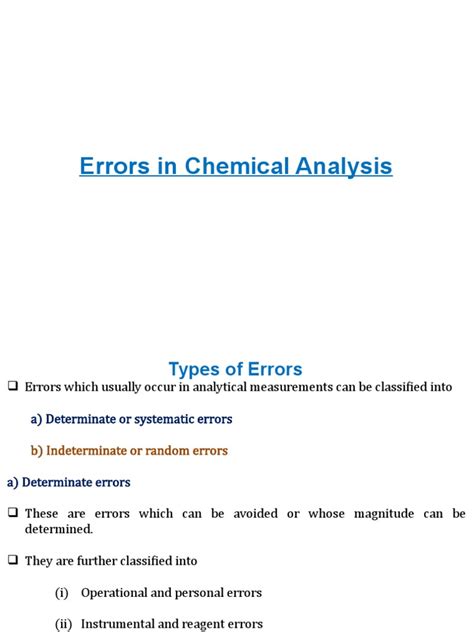 Errors In Chemical Analysis Pdf Observational Error Accuracy And