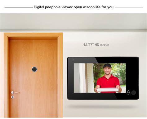 Original Peephole viewer Doorbell 4.3" Digital Hiden Peephole 145 Degrees View Angle Security ...