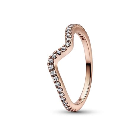 Pandora Rose Gold Plated Sparkling Wave Ring Pandora Jewellery From