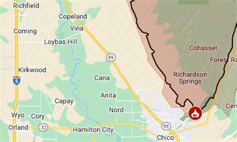 Park Fire Map Day 4 Evacuation Zone Covers 1200 Square Miles