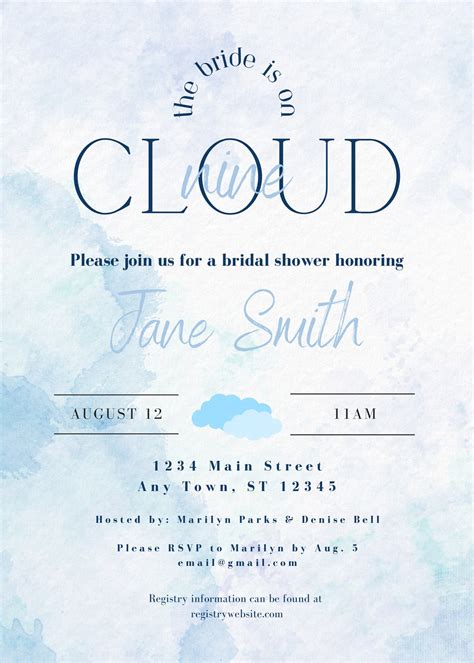 On Cloud Nine Bridal Shower Invitation Customize To Your Event Etsy