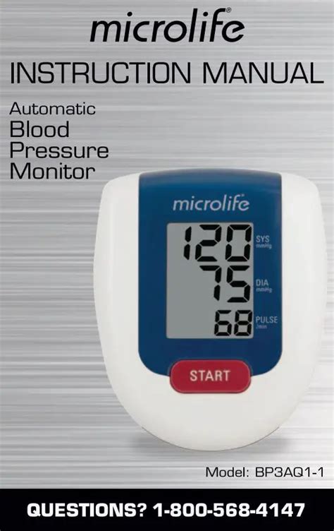 Microlife BP3AQ1 1 Automatic Blood Pressure Monitor Instruction Manual