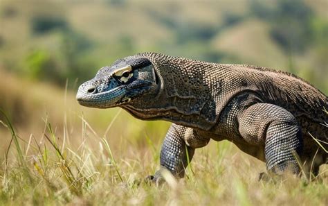 Premium Photo Shot Of A Komodo Dragon Walking On A Grass